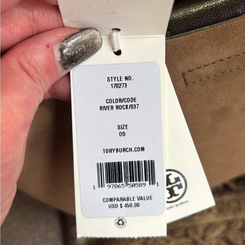 Authentic Tory Burch Suede /leather magnetic closure 2 compartments crossbody - Picture 13 of 14